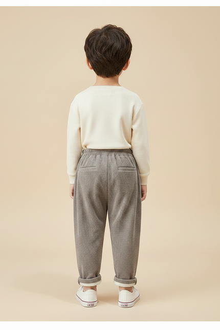 Pantalon Gris Côtelé Hiver Chaud Enfant - Cordé - vue 2