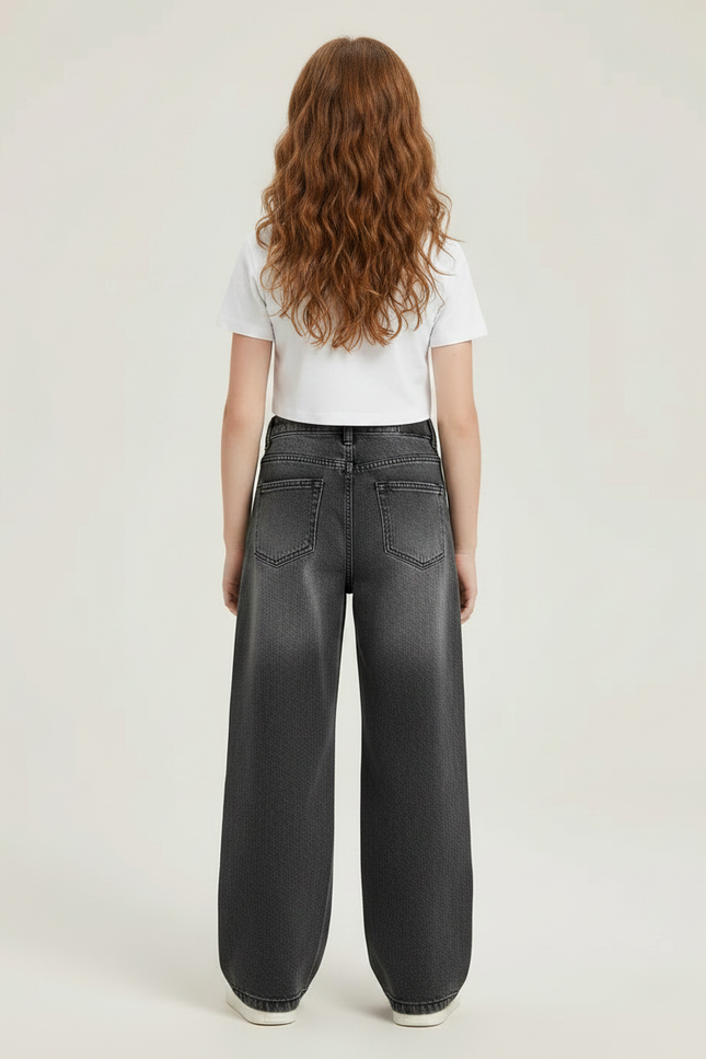 Pantalon Gris Jean Ample Déchiré Fille - vue 2