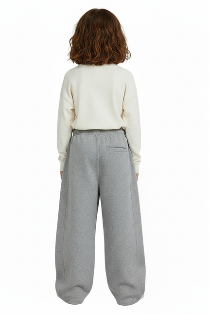 Pantalon Gris Ample Décontracté Molletonné Cordon Enfant - vue 2