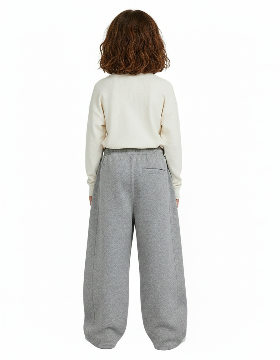 Pantalon Gris Ample Décontracté Molletonné Cordon Enfant - vue 2