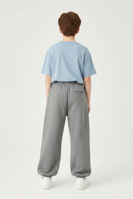 Pantalon Gris Coton Ample Décontracté Enfant - Molleton - vue 2