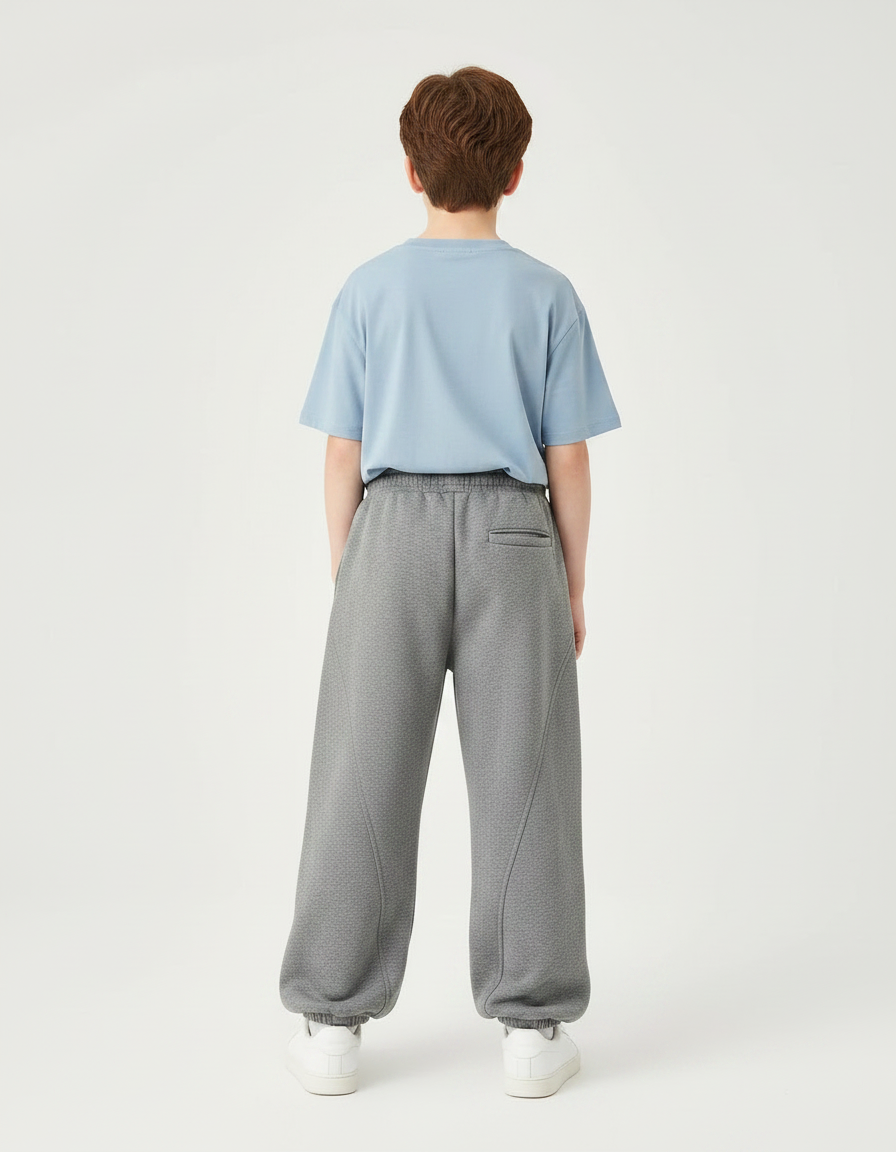 Pantalon Gris Coton Ample Décontracté Enfant - Molleton - vue 2