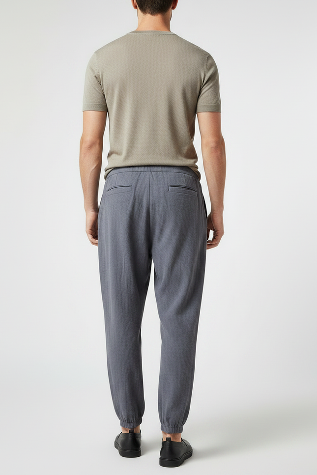 Pantalon Gris Coton Lin Ample Décontracté Homme - vue 2