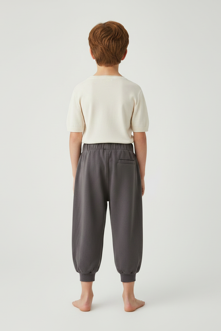 Pantalon Gris Molletonné Confortable Jogger Enfant - vue 2