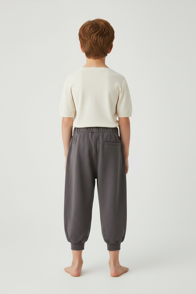Pantalon Gris Molletonné Confortable Jogger Enfant - vue 2