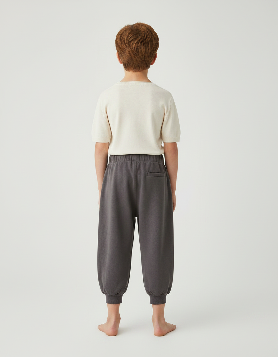 Pantalon Gris Molletonné Confortable Jogger Enfant - vue 2