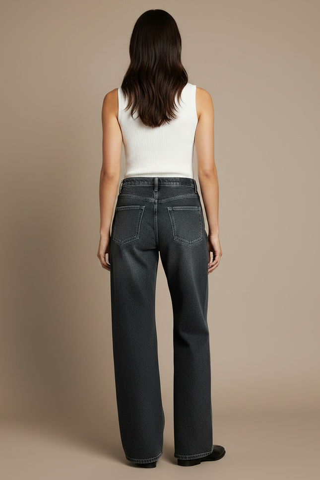 Pantalon Noir Et Gris Femme - Jean - vue 2