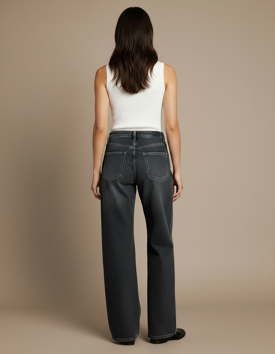 Pantalon Noir Et Gris Femme - Jean - vue 2