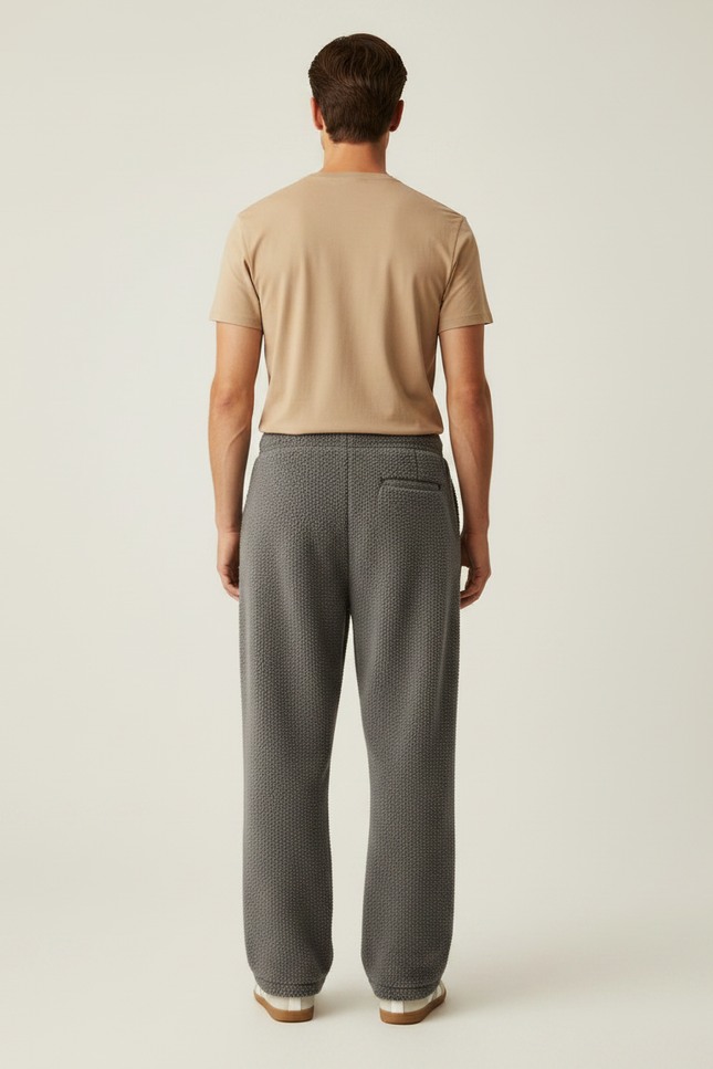 Pantalon Gris Molletonné Ample Brodé Homme - vue 2