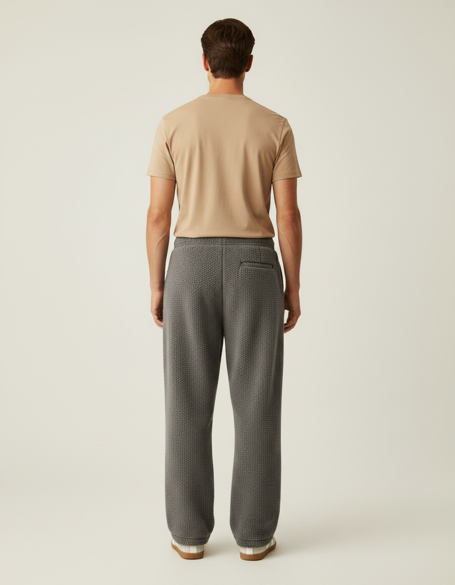 Pantalon Gris Molletonné Ample Brodé Homme - vue 2