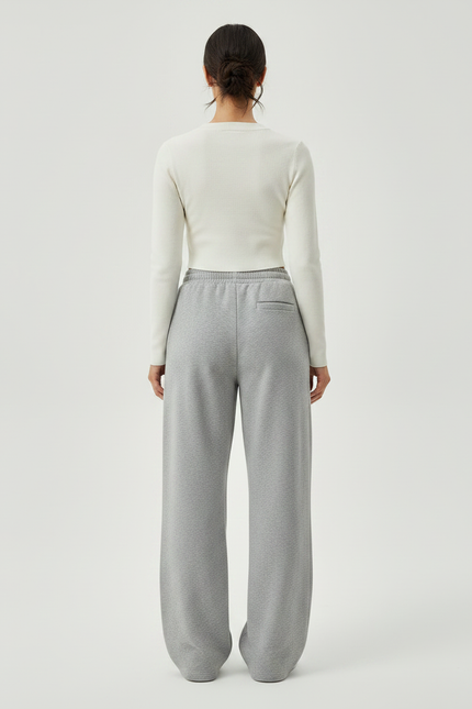 Pantalon Gris Ample Décontracté Confortable Cordon Elastiqué - Molleton - vue 2