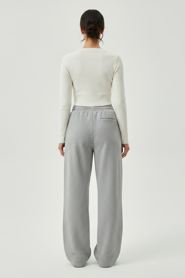 Pantalon Gris Ample Décontracté Confortable Cordon Elastiqué - Molleton - vue 2