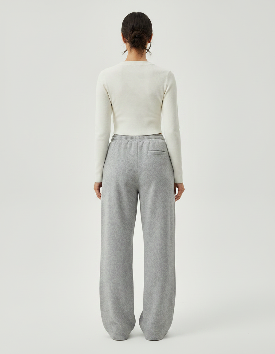 Pantalon Gris Ample Décontracté Confortable Cordon Elastiqué - Molleton - vue 2