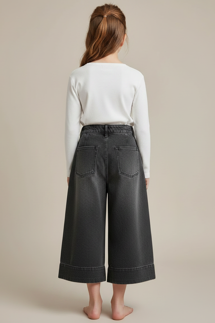 Pantalon Gris Denim Large Plissé Fille - Jean - vue 2
