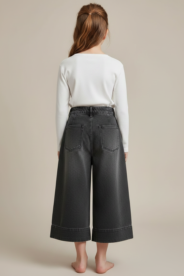 Pantalon Gris Denim Large Plissé Fille - Jean - vue 2
