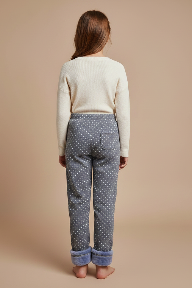 Pantalon Gris Polka Doublé Chaud Confortable Enfant - Molleton - vue 2