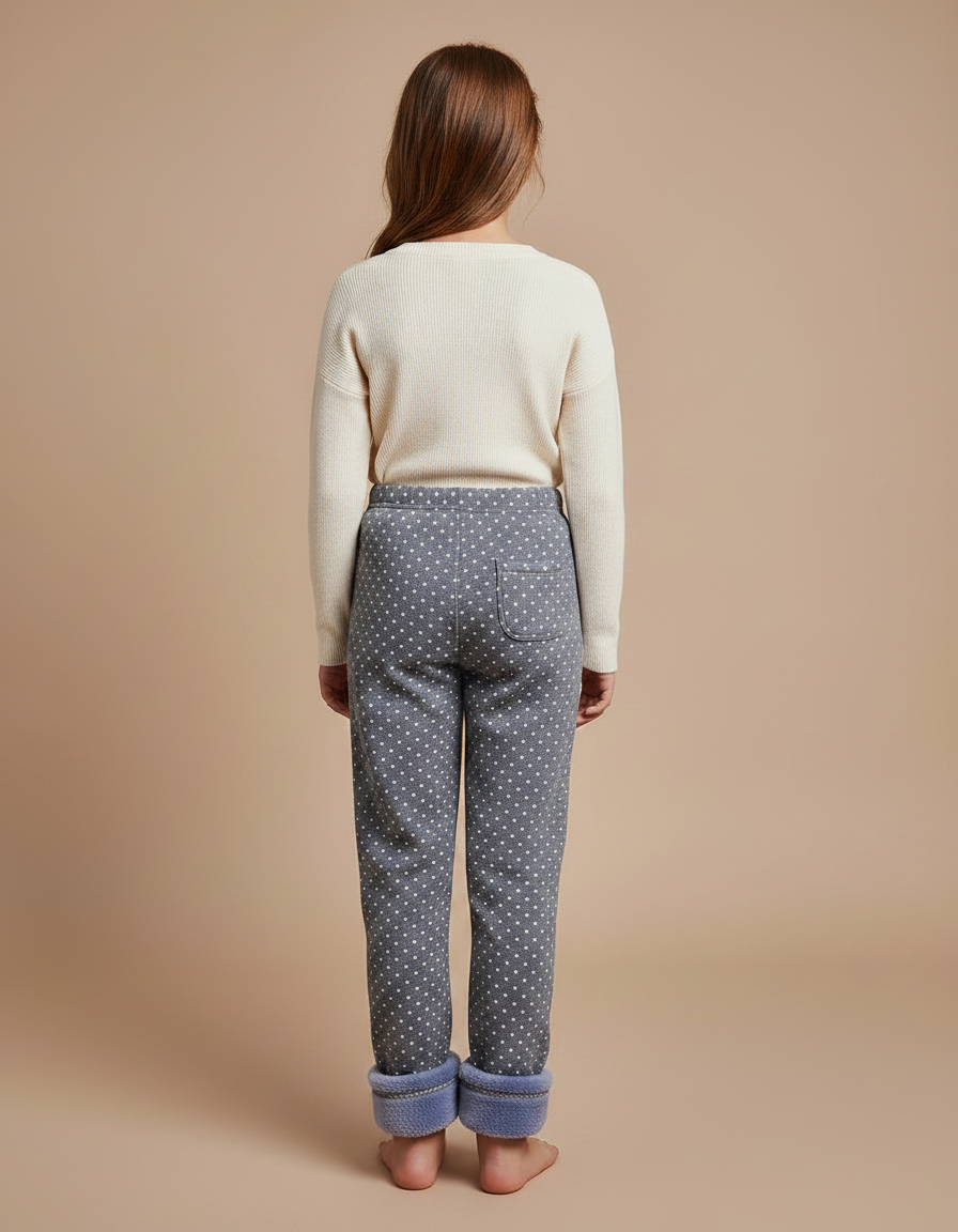 Pantalon Gris Polka Doublé Chaud Confortable Enfant - Molleton - vue 2