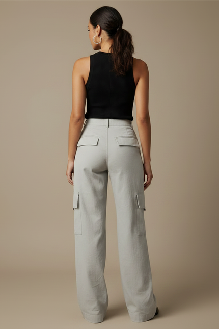 Pantalon Gris A8b7 - Toile - vue 2