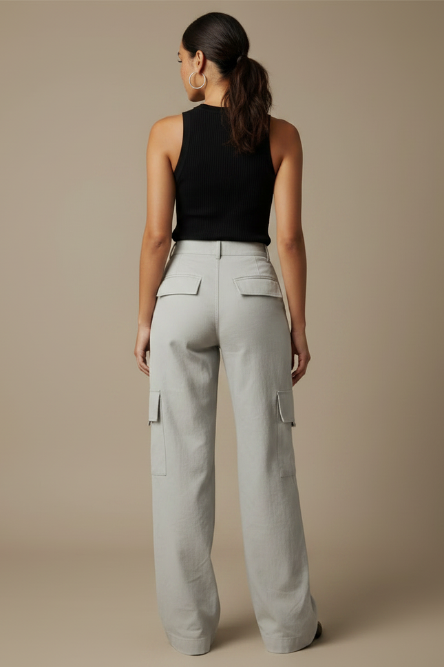 Pantalon Gris A8b7 - Toile - vue 2