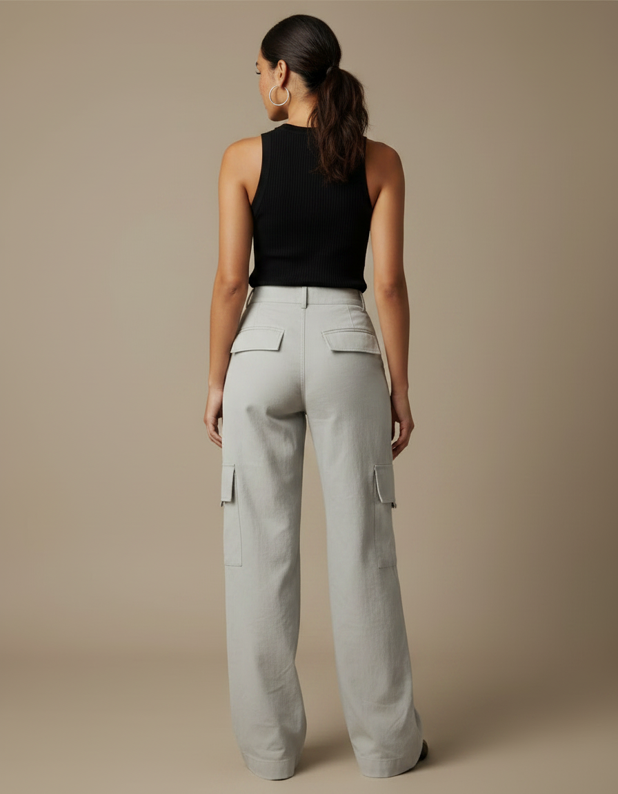 Pantalon Gris A8b7 - Toile - vue 2