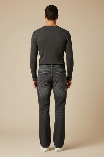Pantalon Gris Droit Brodé Hip Hop Décontracté Homme - Jean - vue 2
