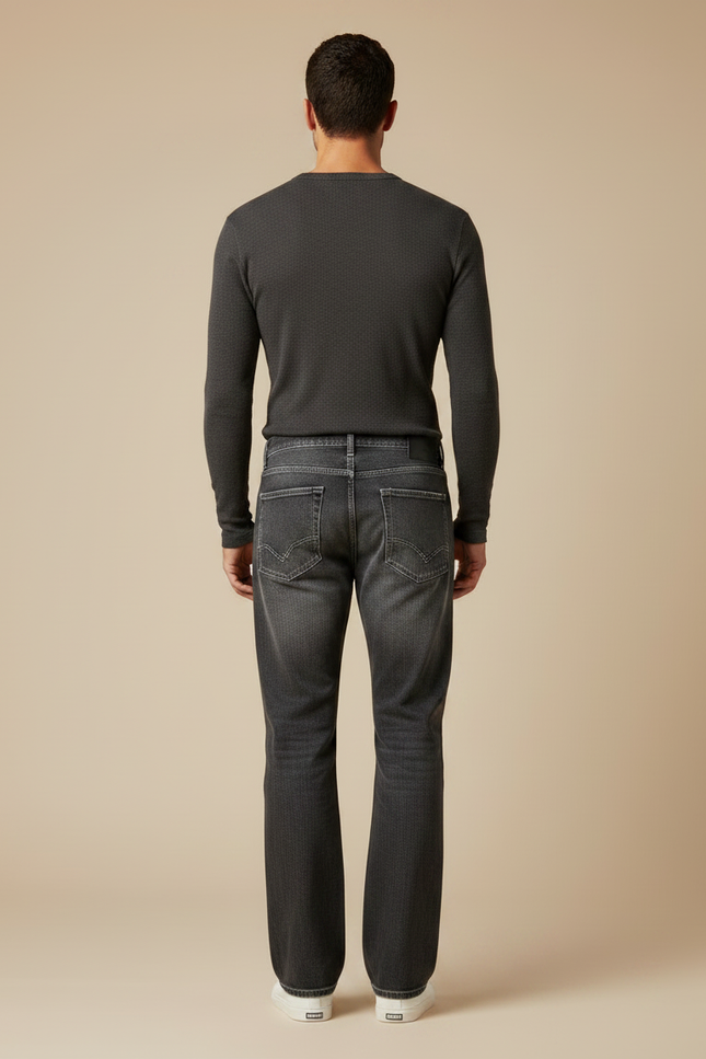 Pantalon Gris Droit Brodé Hip Hop Décontracté Homme - Jean - vue 2