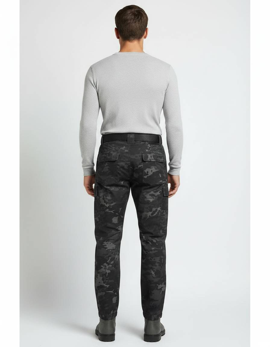 Pantalon Gris Camouflage Tactique Multi-Poches Homme - Toile - vue 2