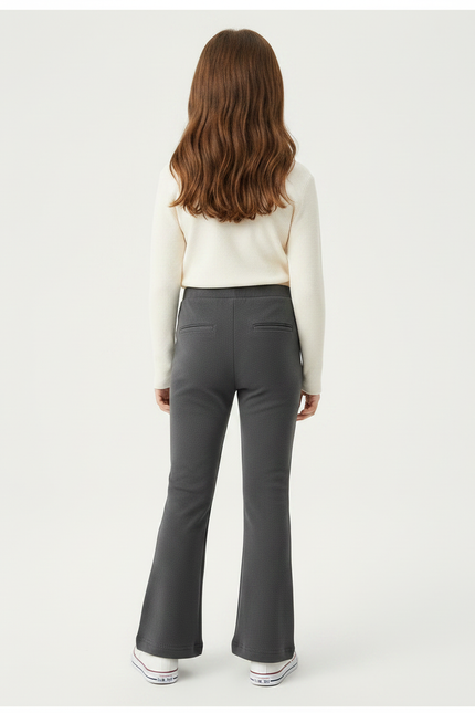 Pantalon Gris Évasé Côtelé Confortable Fille - Maille - vue 2