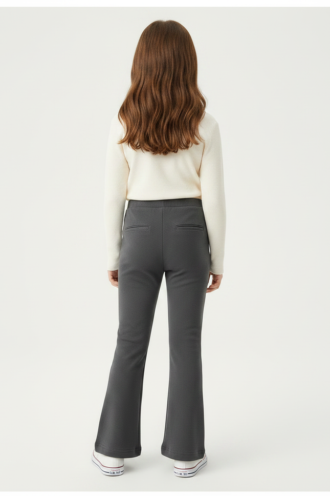 Pantalon Gris Évasé Côtelé Confortable Fille - Maille - vue 2