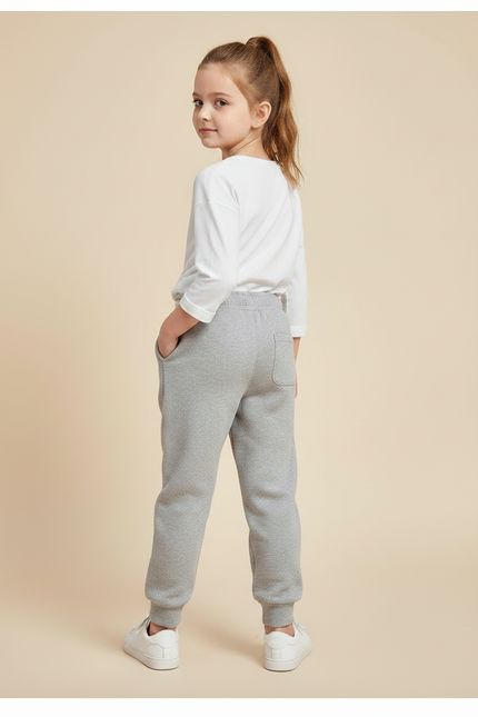 Pantalon Gris Molletonné Ample Confortable Fille - vue 2