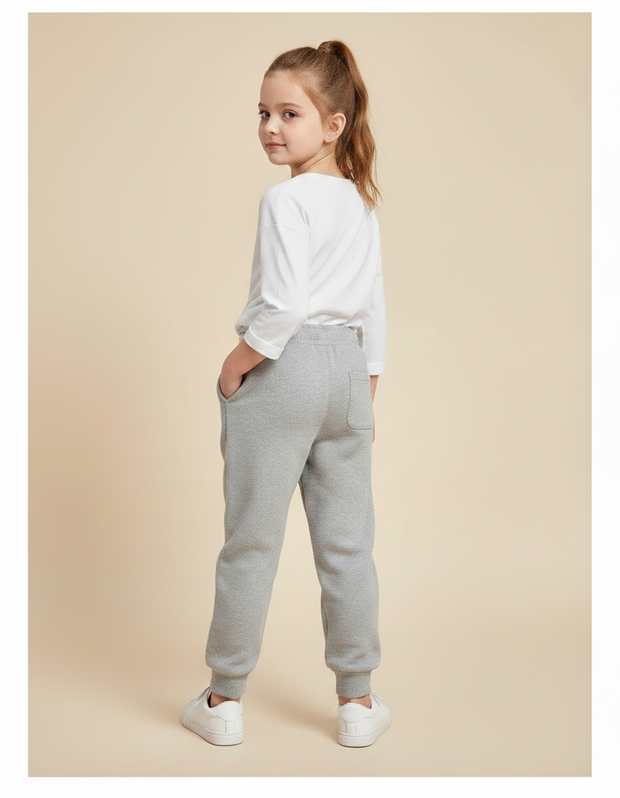 Pantalon Gris Molletonné Ample Confortable Fille - vue 2