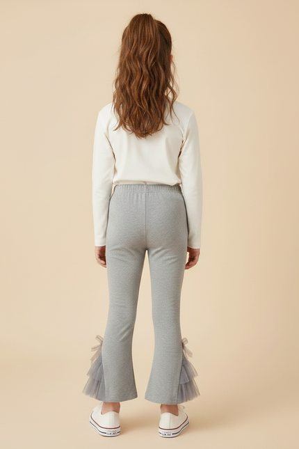Pantalon Gris Évasé Tulle Nœuds Fille Enfant - Molleton - vue 2