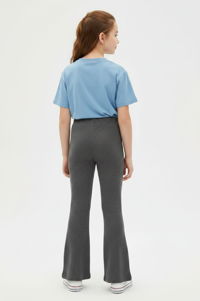 Pantalon Gris Côtelé Évasé Confortable Enfant - Cordé - vue 2