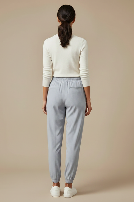 Pantalon Gris Fluide Ample Chevilles Resserrées Femme - Viscose - vue 2