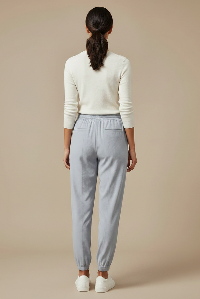 Pantalon Gris Fluide Ample Chevilles Resserrées Femme - Viscose - vue 2