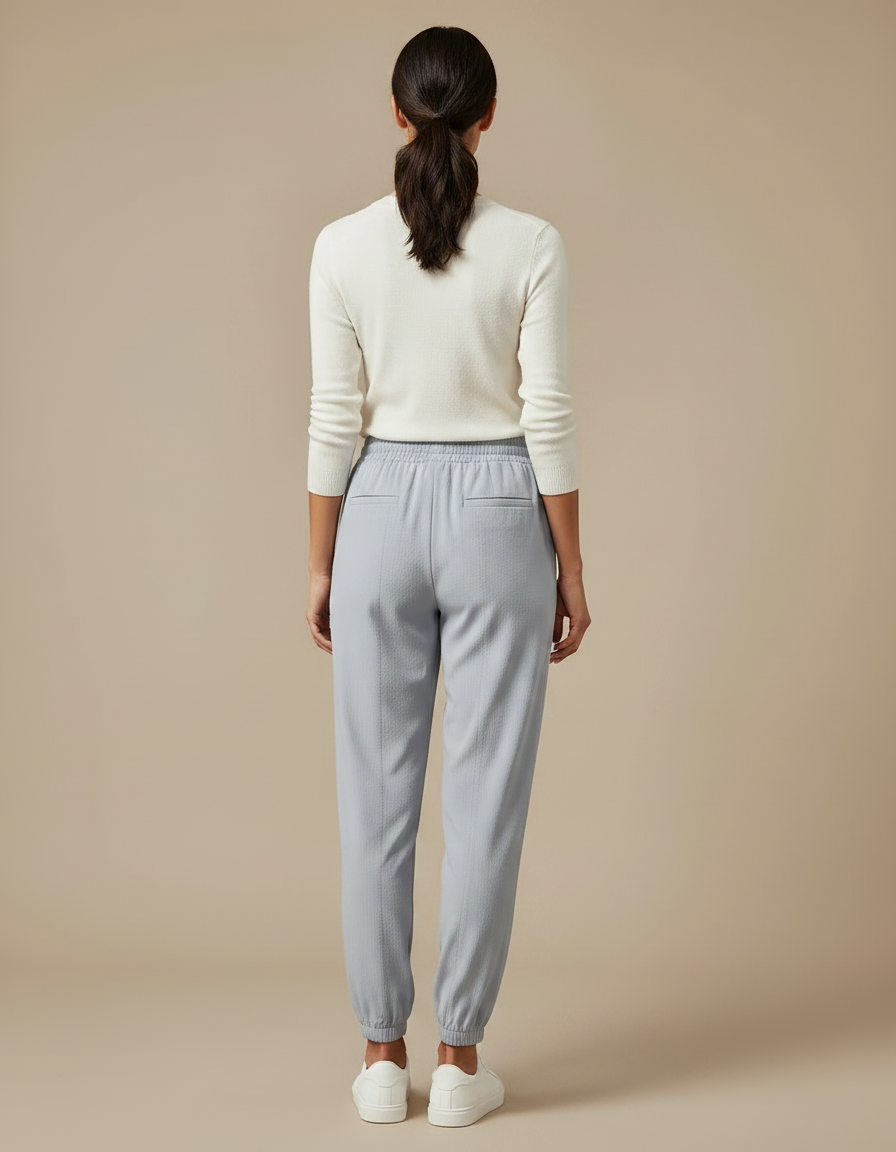 Pantalon Gris Fluide Ample Chevilles Resserrées Femme - Viscose - vue 2