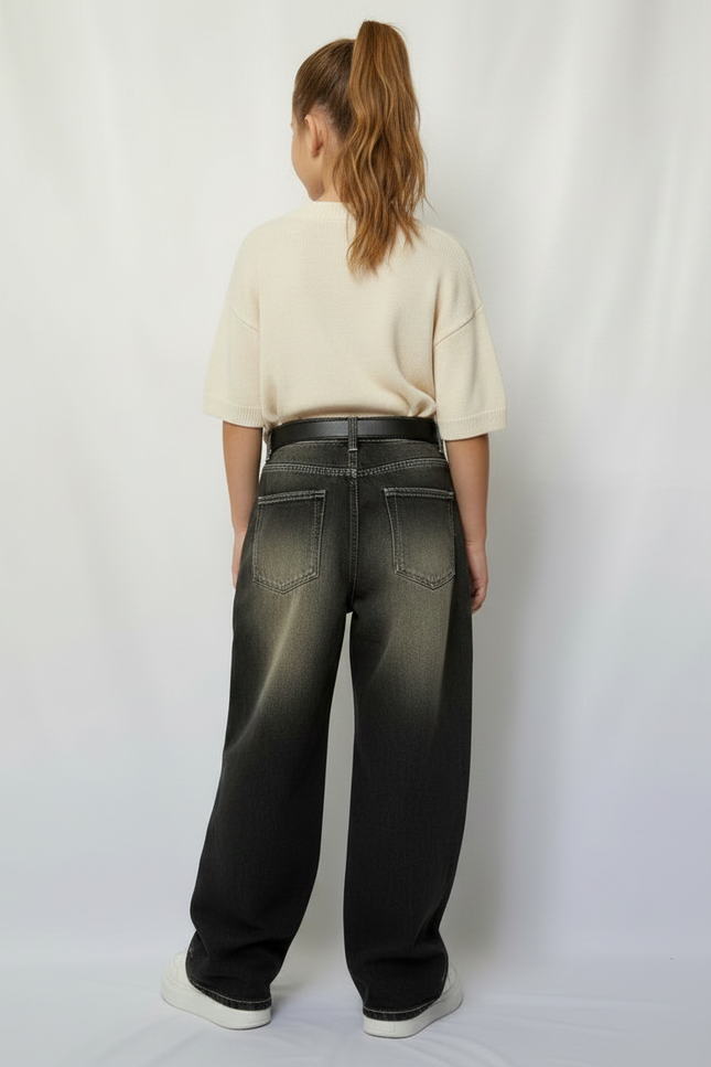 Pantalon Gris Large Décontracté Délavé Unisexe - Jean - vue 2