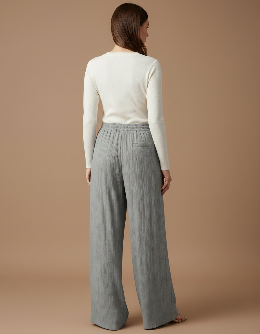 Pantalon Femme En Lin Gris - vue 2