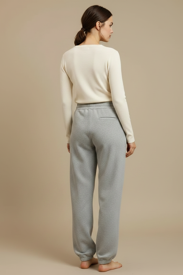 Pantalon Gris Jogging Confortable Décontracté Cordon Femme - Molleton - vue 2