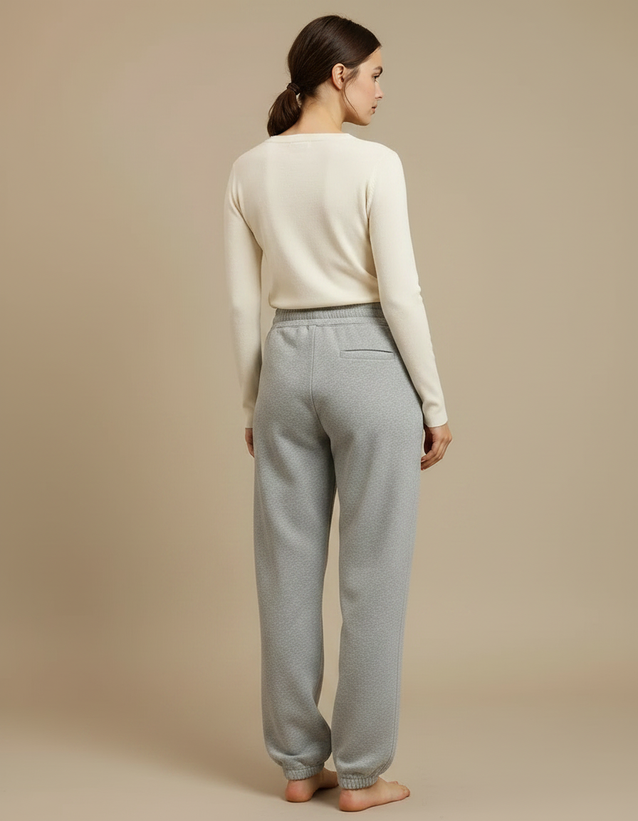 Pantalon Gris Jogging Confortable Décontracté Cordon Femme - Molleton - vue 2