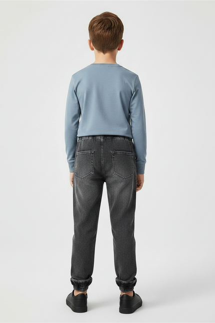 Pantalon Gris Jogger Molletonné Chaud Enfant - Jean - vue 2