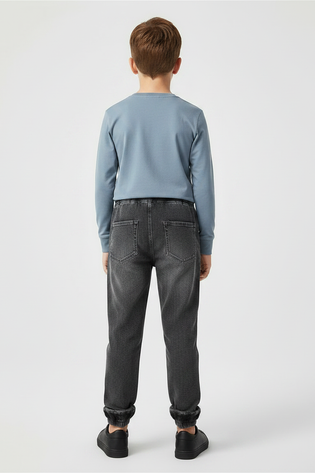 Pantalon Gris Jogger Molletonné Chaud Enfant - Jean - vue 2