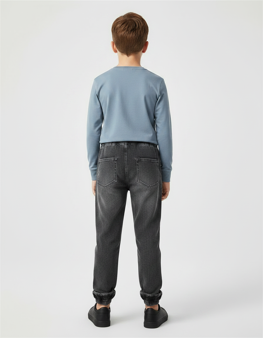 Pantalon Gris Jogger Molletonné Chaud Enfant - Jean - vue 2