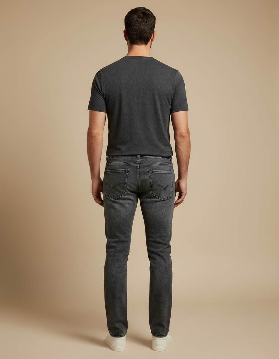 Pantalon Gris Denim Slim Fit Homme Élégant - Jean - vue 2