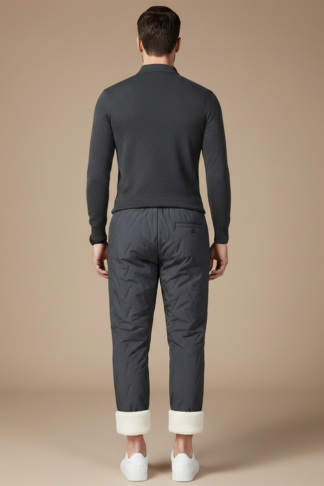 Pantalon Gris Matelassé Doublé Polaire Ample Homme - Polyester - vue 2