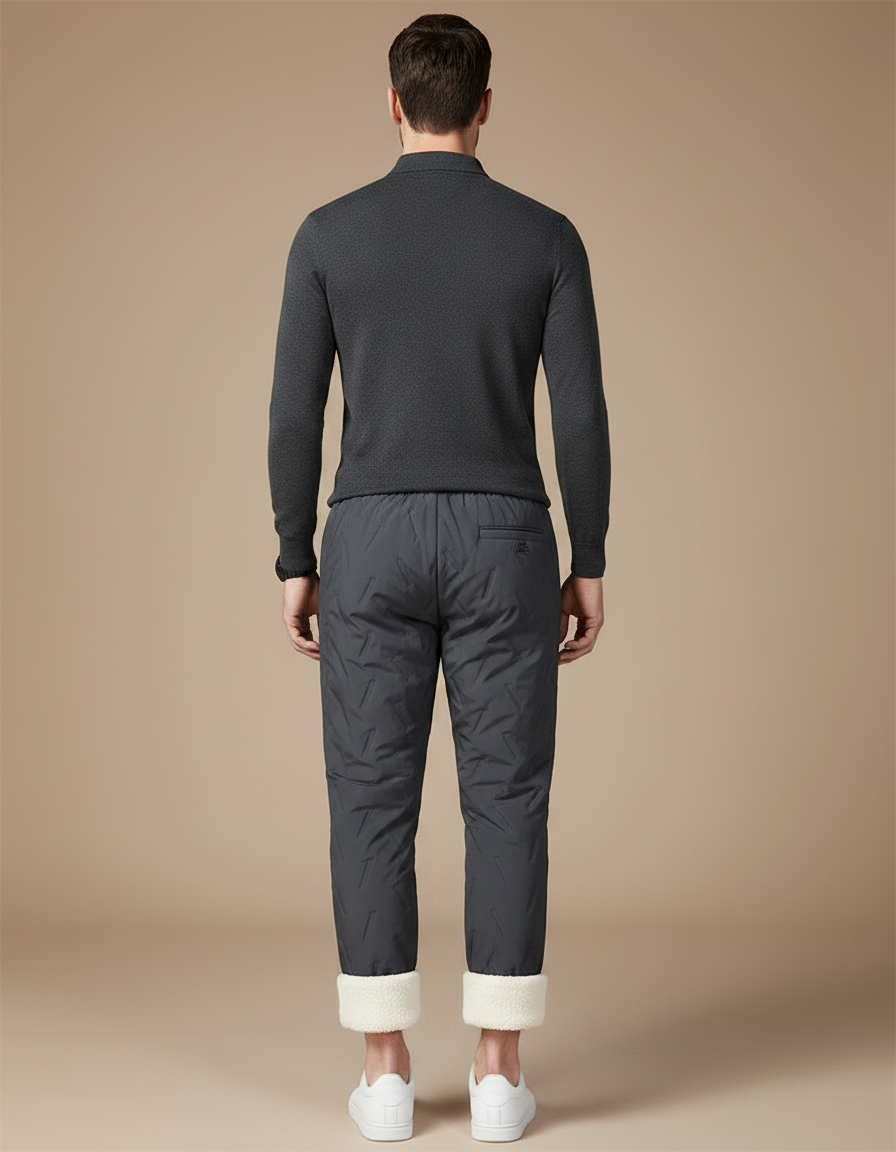 Pantalon Gris Matelassé Doublé Polaire Ample Homme - Polyester - vue 2