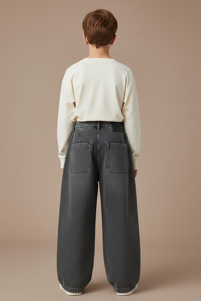 Pantalon Gris Denim Ample Cargo Enfant Garçon - Jean - vue 2
