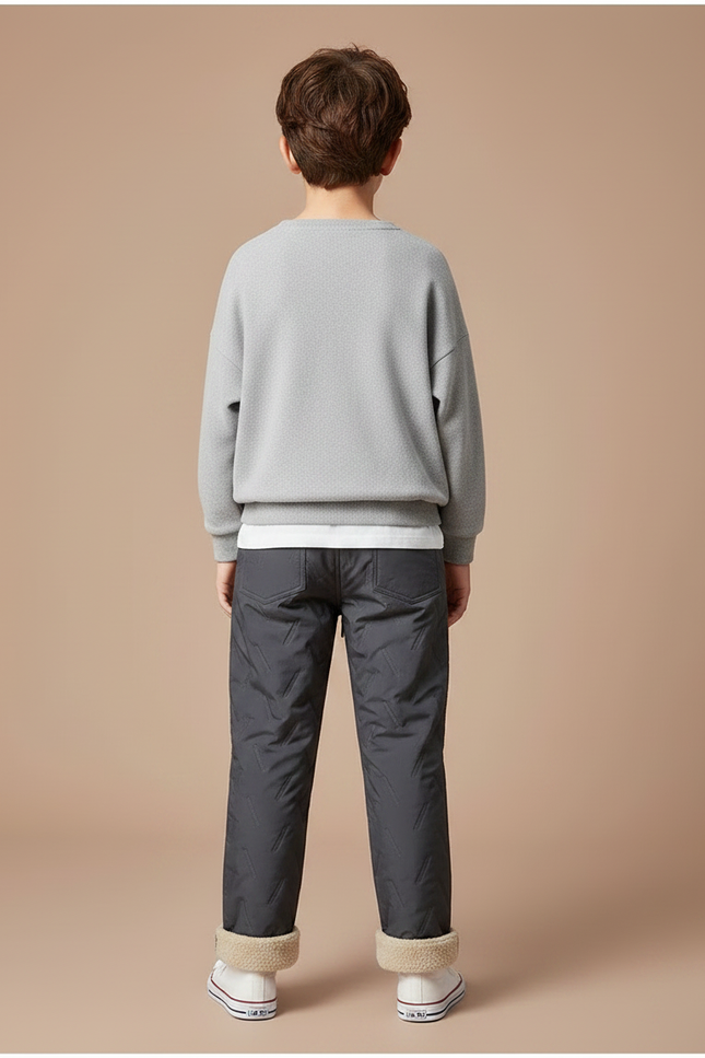 Pantalon Gris Matelassé Enfant Chaud Doublé Hiver - Polyester - vue 2