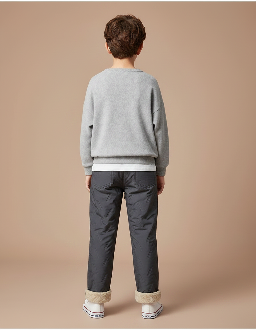 Pantalon Gris Matelassé Enfant Chaud Doublé Hiver - Polyester - vue 2