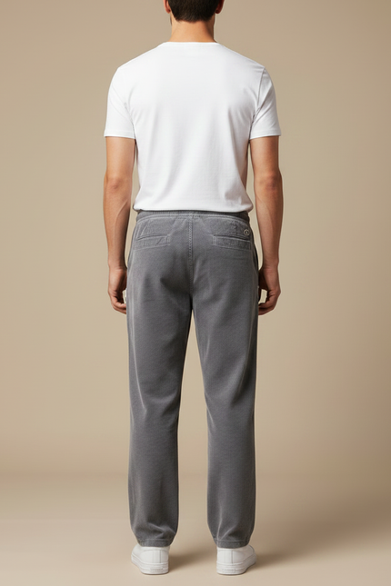 Pantalon Gris Côtelé Droit Ample Décontracté Homme - Cordé - vue 2